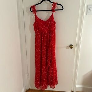 Madewell floral ruffle detail midi dress